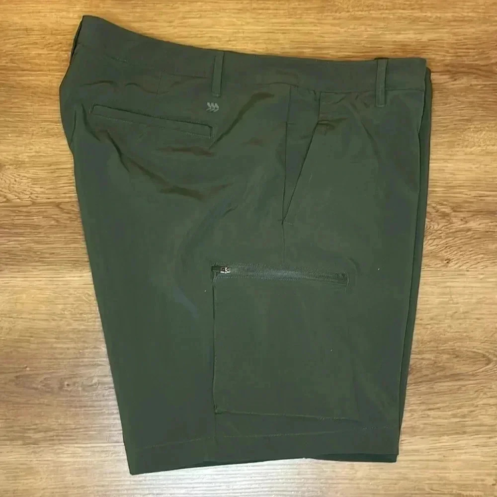 All In Motion Men’s 40 Hunter Green Stretch Flat Front Shorts - Picture 4 of 8